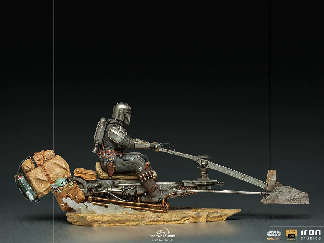 The Mandalorian on Speederbike Deluxe Art Scale 1/10 Statue By Iron Studios