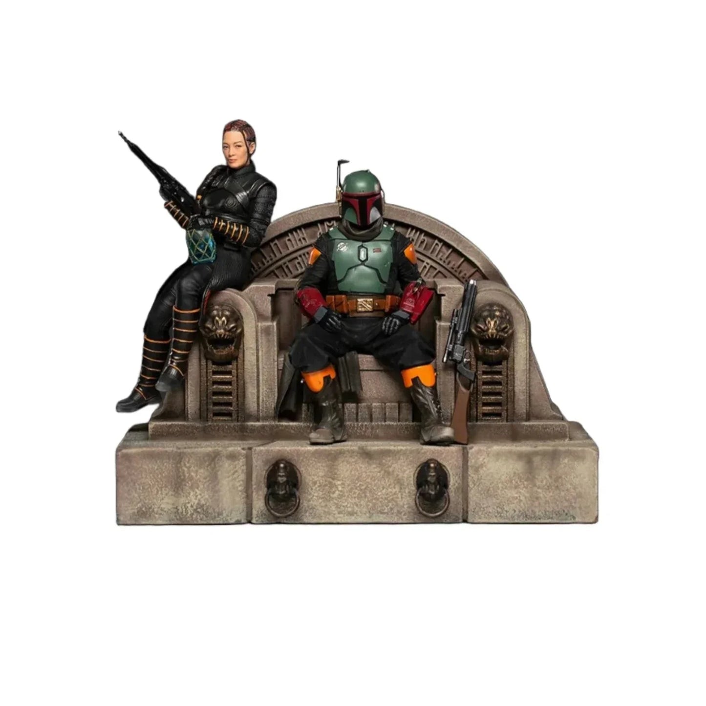 The Mandalorian - Boba Fett and Fennec Shand on Throne Deluxe Art Scale 1/10 Statue