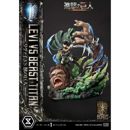 Attack On Titan Levi Versus Beast Titan statue By Prime1 Studio