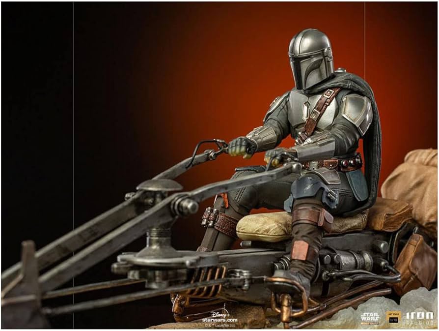 The Mandalorian on Speederbike Deluxe Art Scale 1/10 Statue By Iron Studios