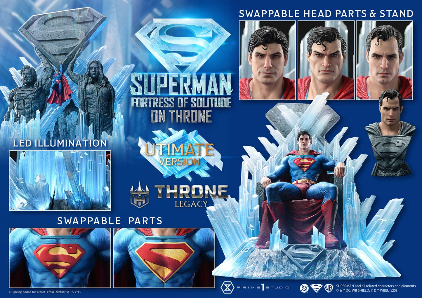 Superman Fortress of Solitude on Throne (Ultimate Bonus Version) Statue by Prime 1 Studio