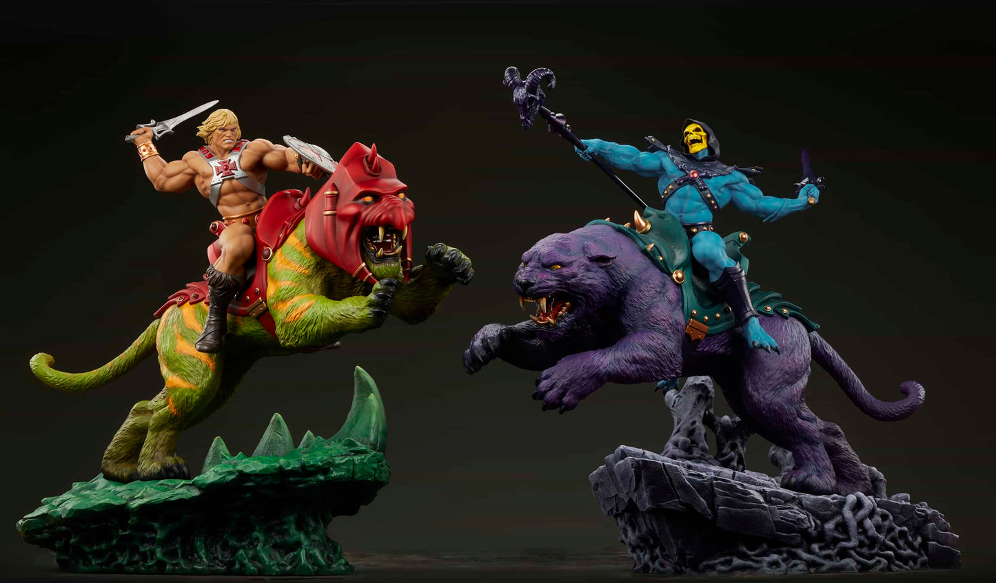 Skeletor & Panthor Classic Deluxe Statue By Tweeterhead